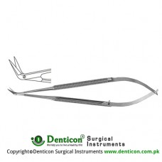 Micro Vascular Scissors Round Handle - Delicate Blades - One Blade with Probe Tip - Angled 60° Stainless Steel, 16.5 cm - 6 1/2"
